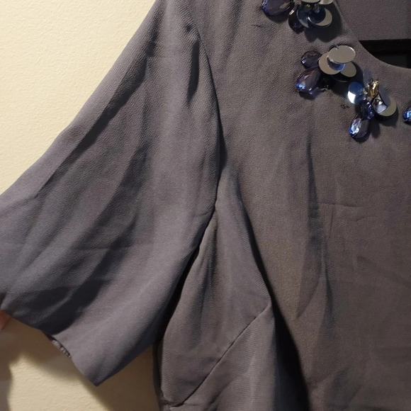 ASOS DESIGN Dusty Blue Maternity 3D embellished crop top midi dress in Size 12US - Picture 6 of 14